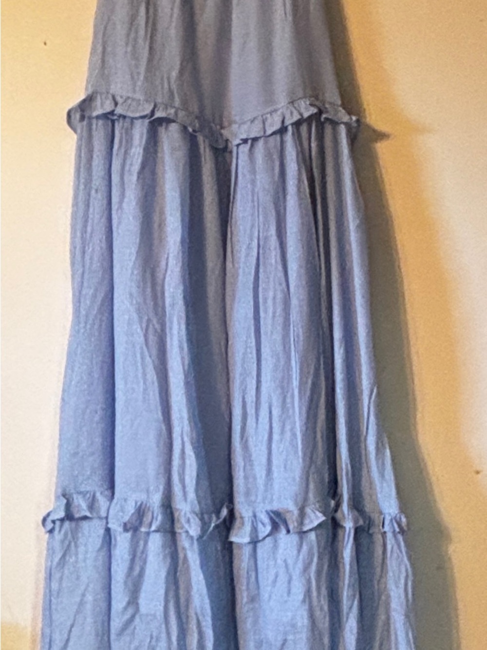 Light Blue Tiered Maxi Dress with pockets